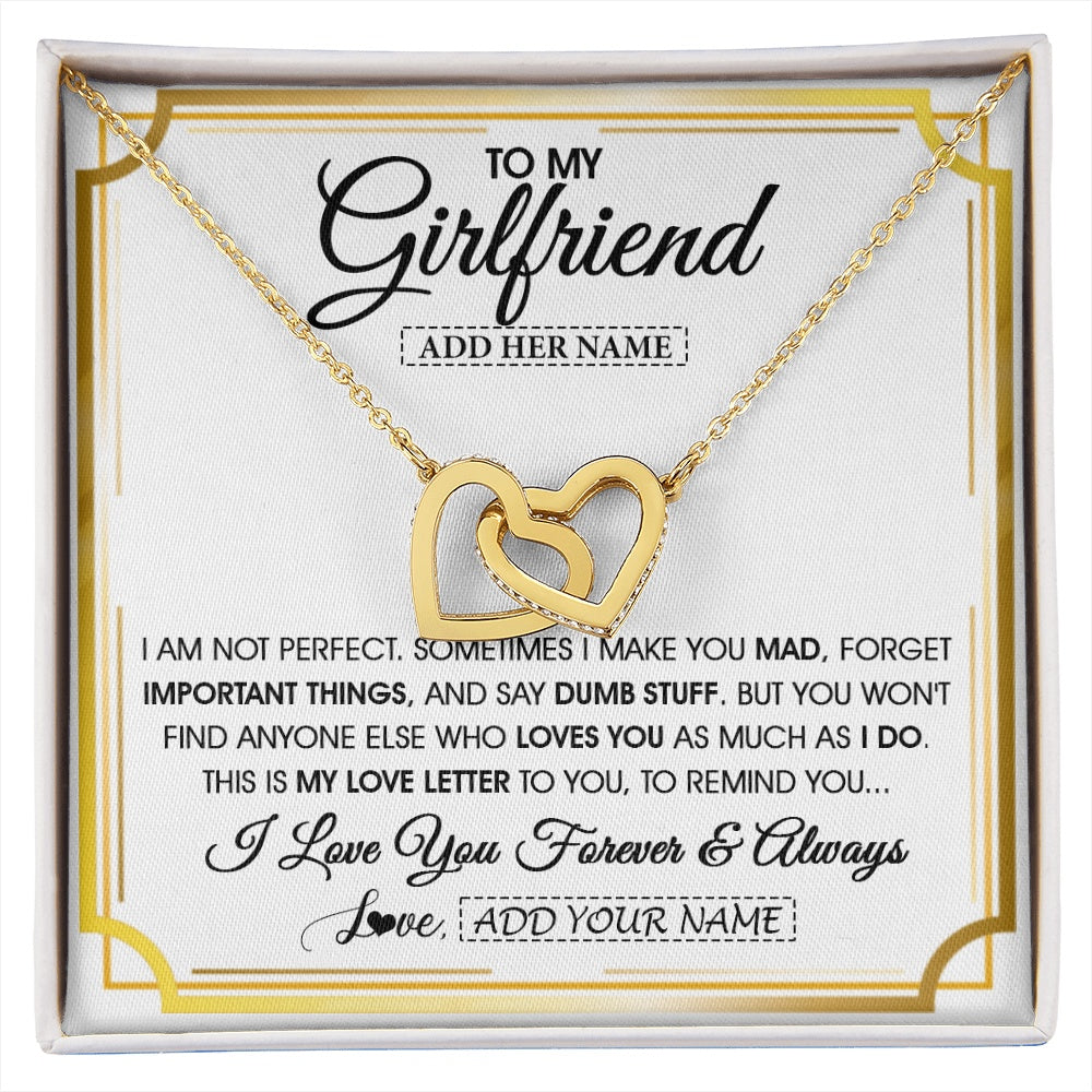 Interlocking Hearts Necklace 18K Yellow Gold Finish | 1 | Personalized To My Girlfriend Necklace For Women Love Letter Romatic Gifts For Her Girlfriend Gift From Boyfriend Valentines Custom Gift Box Message Card | https://siriusteestore.