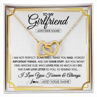 Interlocking Hearts Necklace 18K Yellow Gold Finish | 1 | Personalized To My Girlfriend Necklace For Women Love Letter Romatic Gifts For Her Girlfriend Gift From Boyfriend Valentines Custom Gift Box Message Card | https://siriusteestore.