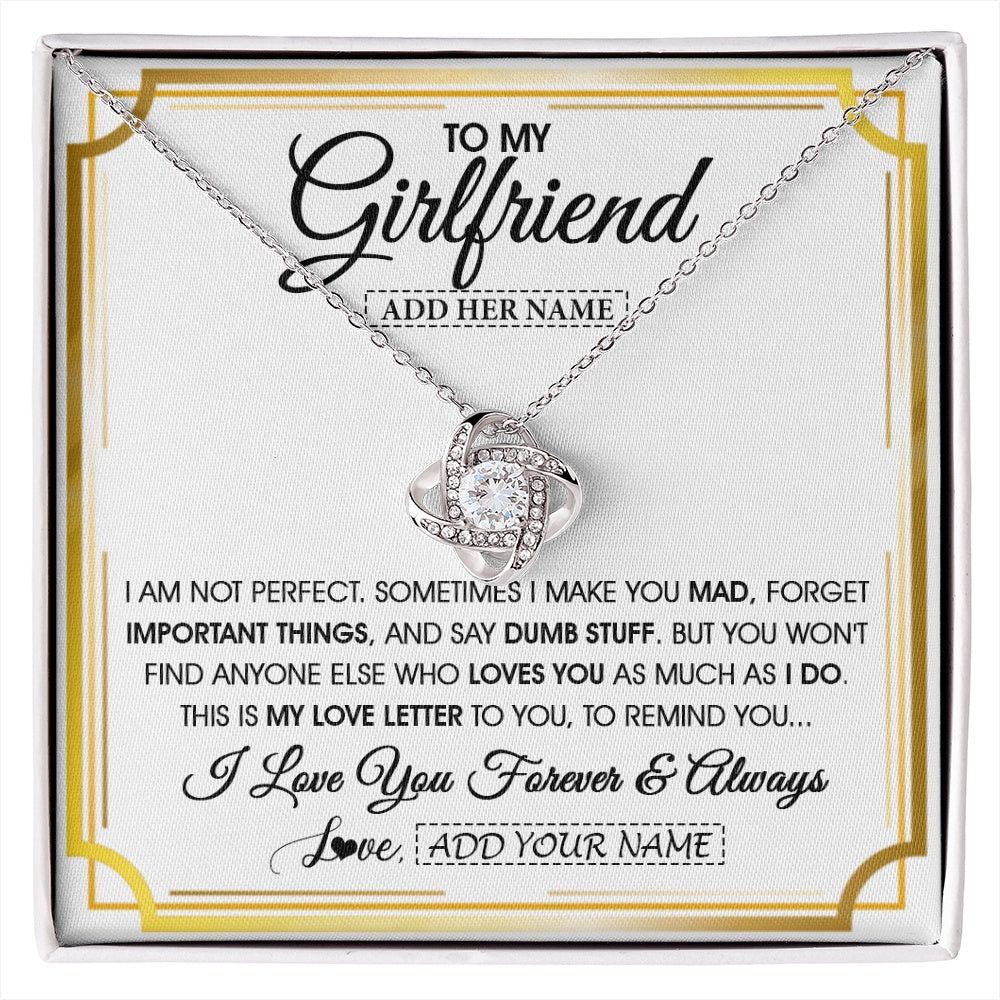 Love Knot Necklace 14K White Gold Finish | 1 | Personalized To My Girlfriend Necklace For Women Love Letter Romatic Gifts For Her Girlfriend Gift From Boyfriend Valentines Custom Gift Box Message Card | https://siriusteestore.