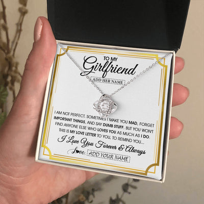 Love Knot Necklace 14K White Gold Finish | 2 | Personalized To My Girlfriend Necklace For Women Love Letter Romatic Gifts For Her Girlfriend Gift From Boyfriend Valentines Custom Gift Box Message Card | https://siriusteestore.
