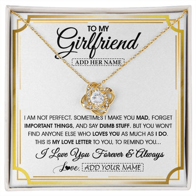 Love Knot Necklace 18K Yellow Gold Finish | 1 | Personalized To My Girlfriend Necklace For Women Love Letter Romatic Gifts For Her Girlfriend Gift From Boyfriend Valentines Custom Gift Box Message Card | https://siriusteestore.