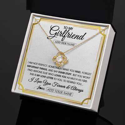 Love Knot Necklace 18K Yellow Gold Finish | 2 | Personalized To My Girlfriend Necklace For Women Love Letter Romatic Gifts For Her Girlfriend Gift From Boyfriend Valentines Custom Gift Box Message Card | https://siriusteestore.