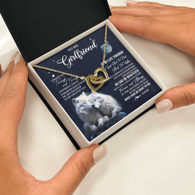 Interlocking Hearts Necklace 18K Yellow Gold Finish | 2 | Personalized To My Girlfriend Necklace From Boyfriend I Want You Wolf Girlfriend Birthday Anniversary Valentines Christmas Customized Gift Box Message Card | siriusteestore