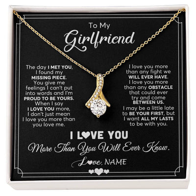 Alluring Beauty Necklace 18K Yellow Gold Finish | 1 | Personalized To My Girlfriend Necklace From Boyfriend The Day I Met You Girlfriend Birthday Anniversary Valentines Christmas Customized Gift Box Message Card | siriusteestore