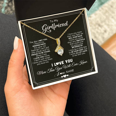 Alluring Beauty Necklace 18K Yellow Gold Finish | 2 | Personalized To My Girlfriend Necklace From Boyfriend The Day I Met You Girlfriend Birthday Anniversary Valentines Christmas Customized Gift Box Message Card | siriusteestore