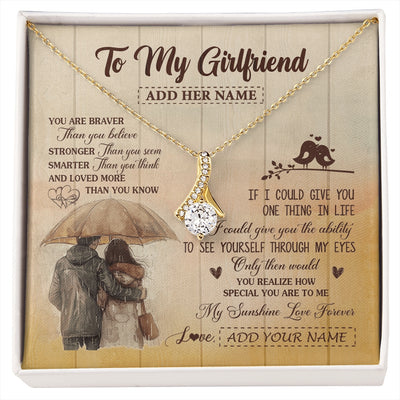 Alluring Beauty Necklace 18K Yellow Gold Finish | 1 | Personalized To My Girlfriend Necklace From Boyfriend You Are Braver Girlfriend Birthday Gifts Anniversary Romantic Valentines Christmas Gift Box Message Card | https://siriusteestore.