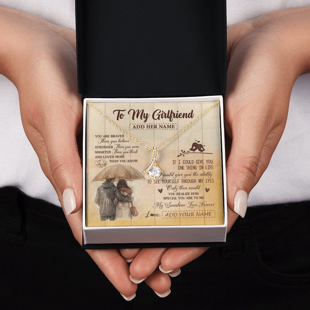 Alluring Beauty Necklace 18K Yellow Gold Finish | 2 | Personalized To My Girlfriend Necklace From Boyfriend You Are Braver Girlfriend Birthday Gifts Anniversary Romantic Valentines Christmas Gift Box Message Card | https://siriusteestore.