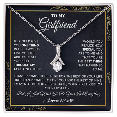 Alluring Beauty Necklace 14K White Gold Finish | 1 | Personalized To My Girlfriend Necklace From Boyfriend You Are The Best Thing Girlfriend Birthday Anniversary Valentines Day Customized Gift Box Message Card | siriusteestore