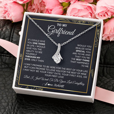 Alluring Beauty Necklace 14K White Gold Finish | 2 | Personalized To My Girlfriend Necklace From Boyfriend You Are The Best Thing Girlfriend Birthday Anniversary Valentines Day Customized Gift Box Message Card | siriusteestore