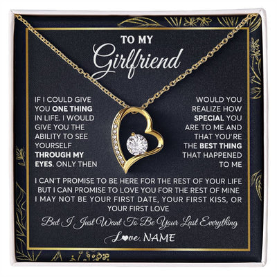 Forever Love Necklace 18K Yellow Gold Finish | 1 | Personalized To My Girlfriend Necklace From Boyfriend You Are The Best Thing Girlfriend Birthday Anniversary Valentines Day Customized Gift Box Message Card | siriusteestore