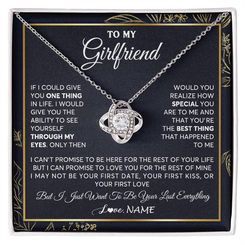 Love Knot Necklace 14K White Gold Finish | 1 | Personalized To My Girlfriend Necklace From Boyfriend You Are The Best Thing Girlfriend Birthday Anniversary Valentines Day Customized Gift Box Message Card | siriusteestore