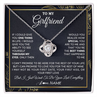Love Knot Necklace 14K White Gold Finish | 1 | Personalized To My Girlfriend Necklace From Boyfriend You Are The Best Thing Girlfriend Birthday Anniversary Valentines Day Customized Gift Box Message Card | siriusteestore