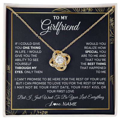 Love Knot Necklace 18K Yellow Gold Finish | 1 | Personalized To My Girlfriend Necklace From Boyfriend You Are The Best Thing Girlfriend Birthday Anniversary Valentines Day Customized Gift Box Message Card | siriusteestore