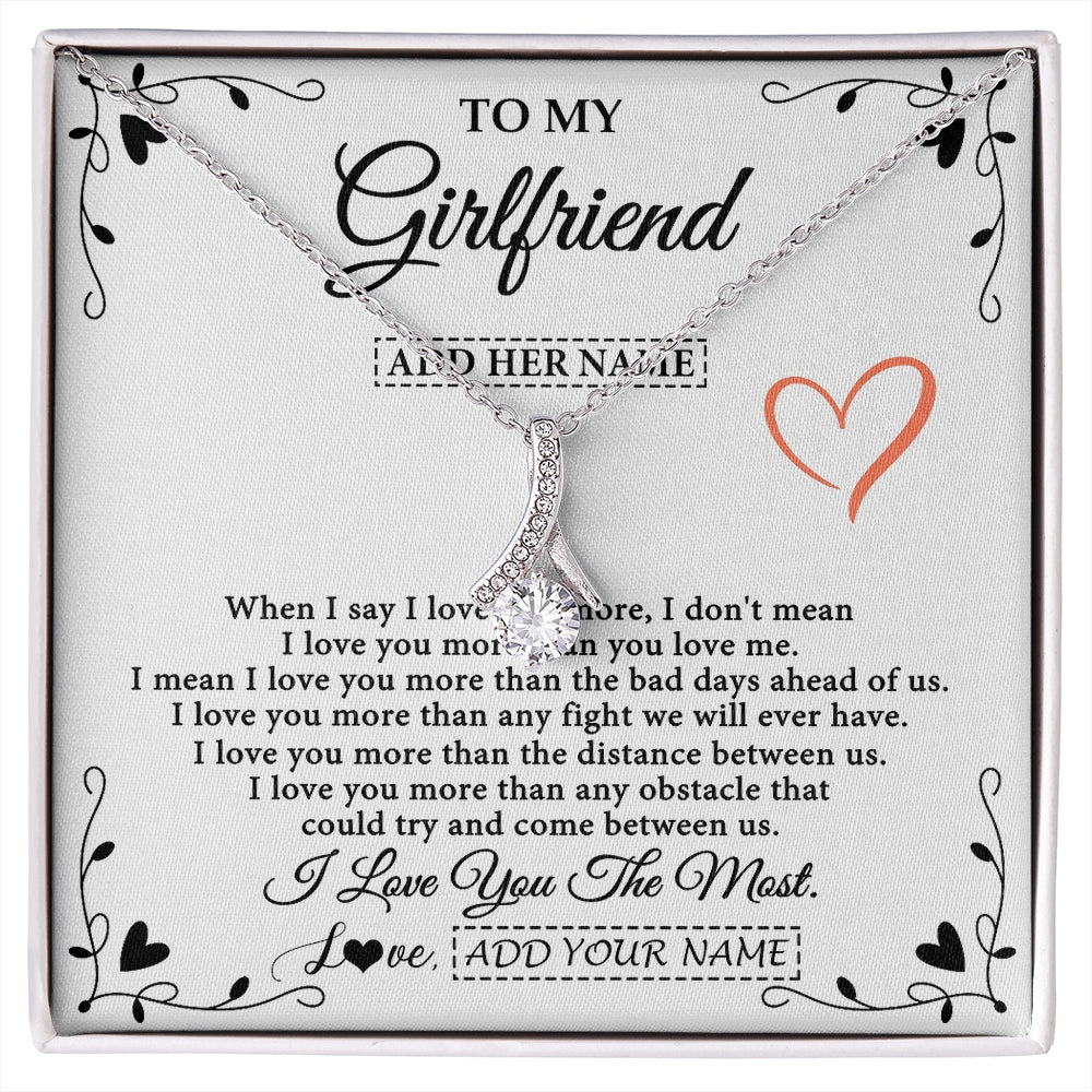 Alluring Beauty Necklace 14K White Gold Finish | 1 | Personalized To My Girlfriend Necklace Gift For Her I Love You More Than Anything Pendant Love Girlfriend Birthday Gifts Christmas Gift Box Message Card | https://siriusteestore.