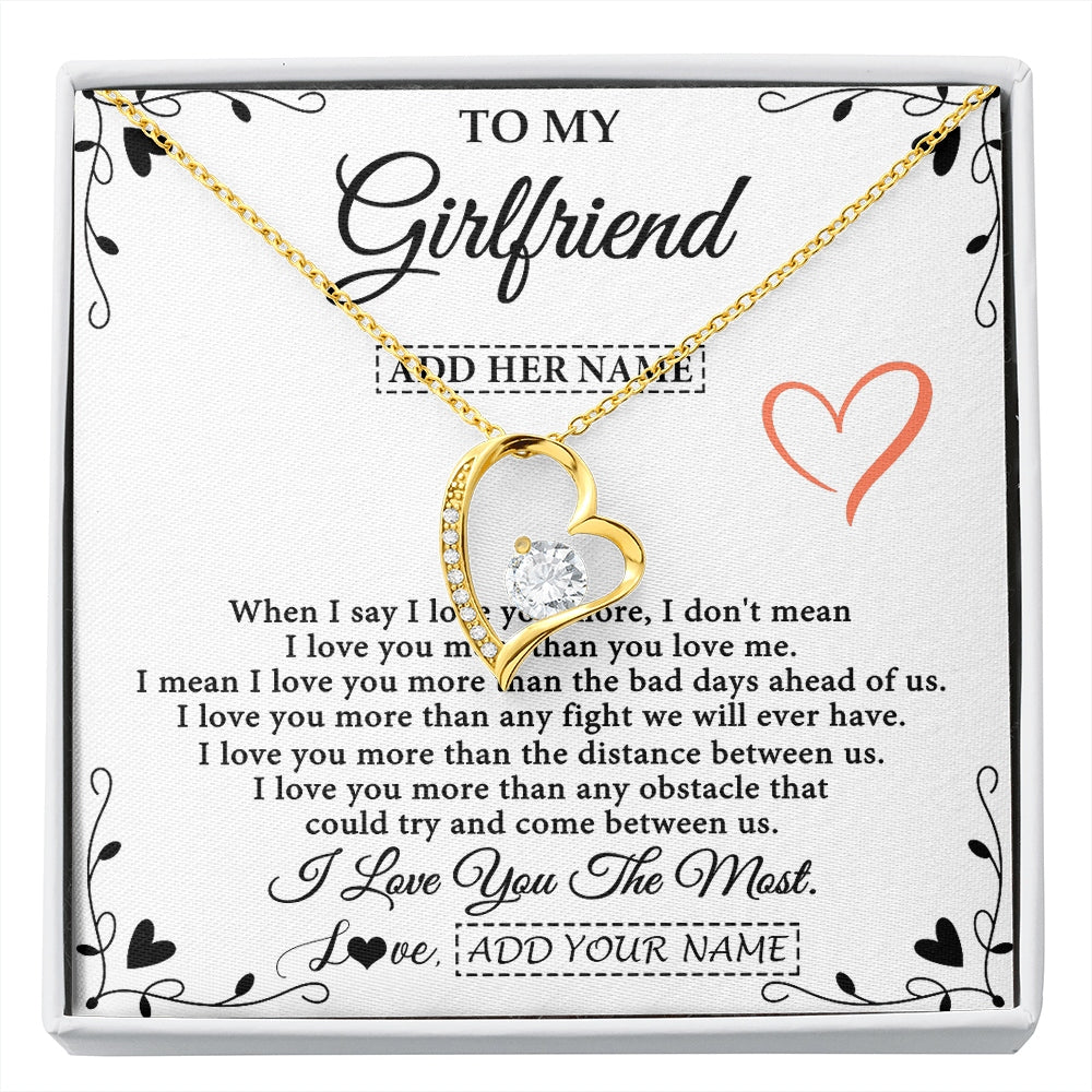 Forever Love Necklace 18K Yellow Gold Finish | 1 | Personalized To My Girlfriend Necklace Gift For Her I Love You More Than Anything Pendant Love Girlfriend Birthday Gifts Christmas Gift Box Message Card | https://siriusteestore.