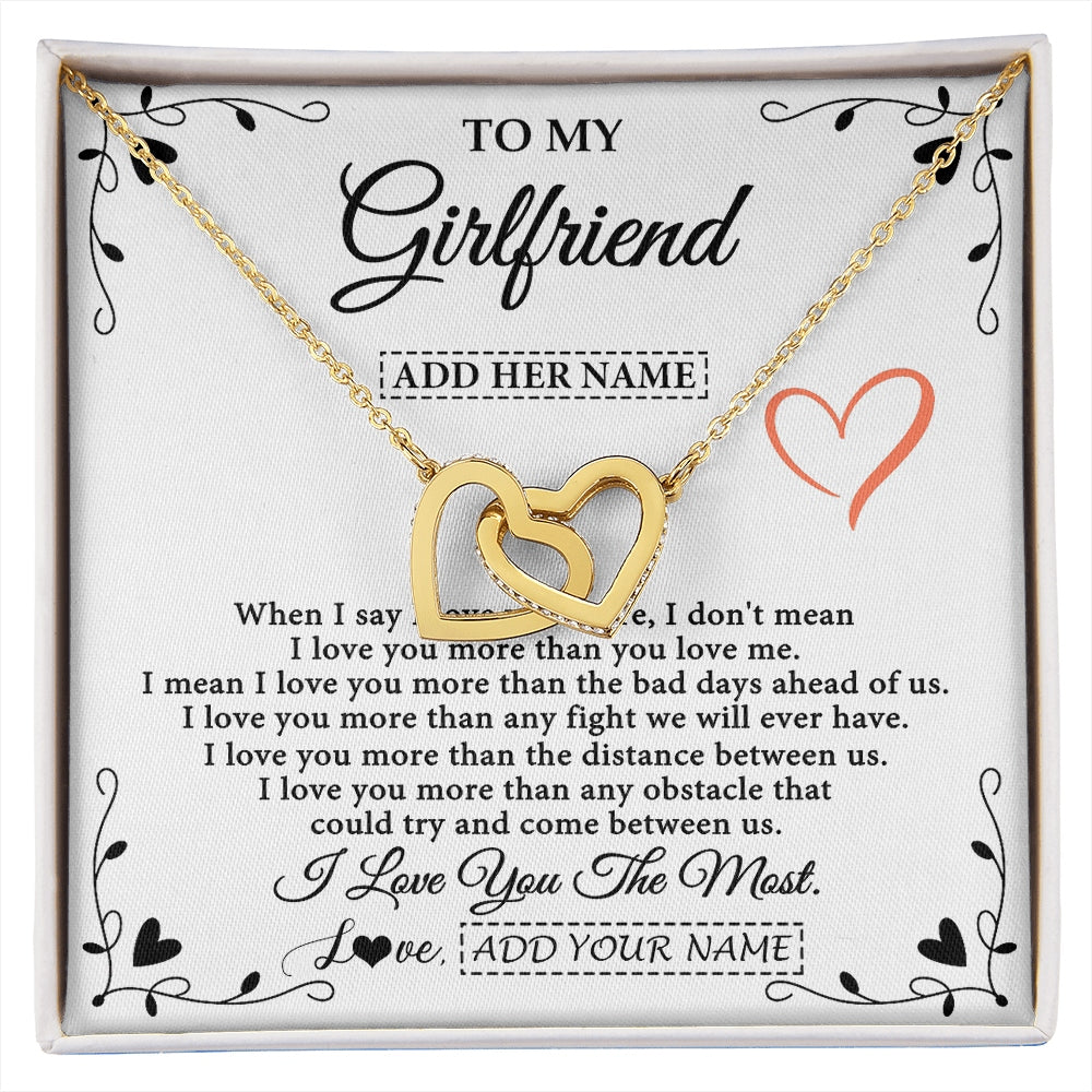 Interlocking Hearts Necklace 18K Yellow Gold Finish | 1 | Personalized To My Girlfriend Necklace Gift For Her I Love You More Than Anything Pendant Love Girlfriend Birthday Gifts Christmas Gift Box Message Card | https://siriusteestore.
