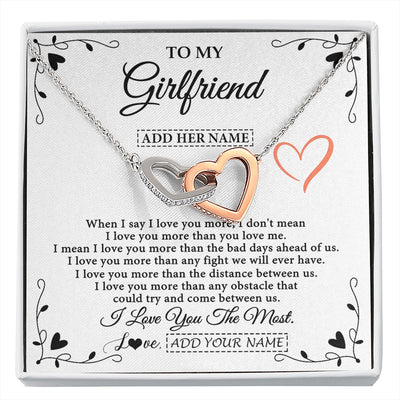 Interlocking Hearts Necklace Stainless Steel & Rose Gold Finish | 1 | Personalized To My Girlfriend Necklace Gift For Her I Love You More Than Anything Pendant Love Girlfriend Birthday Gifts Christmas Gift Box Message Card | https://siriusteestore.