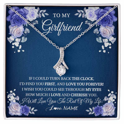 Alluring Beauty Necklace 14K White Gold Finish | 1 | Personalized To My Girlfriend Necklace Love You Forever Girlfriend Birthday Anniversary Valentines Day Christmas Jewelry Customized Gift Box Message Card | siriusteestore