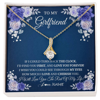 Alluring Beauty Necklace 18K Yellow Gold Finish | 1 | Personalized To My Girlfriend Necklace Love You Forever Girlfriend Birthday Anniversary Valentines Day Christmas Jewelry Customized Gift Box Message Card | siriusteestore
