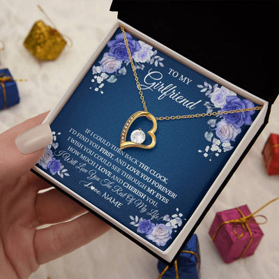 Forever Love Necklace 18K Yellow Gold Finish | 2 | Personalized To My Girlfriend Necklace Love You Forever Girlfriend Birthday Anniversary Valentines Day Christmas Jewelry Customized Gift Box Message Card | siriusteestore
