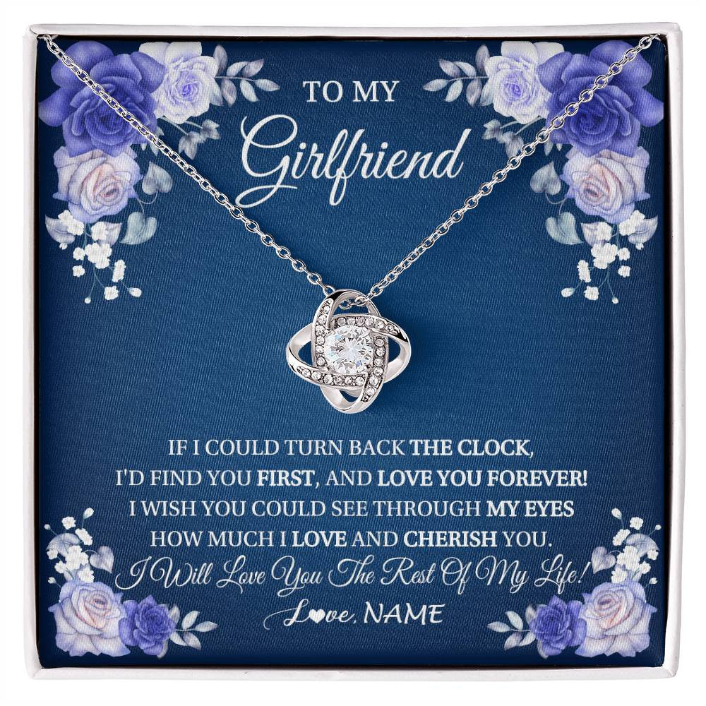 Love Knot Necklace 14K White Gold Finish | 1 | Personalized To My Girlfriend Necklace Love You Forever Girlfriend Birthday Anniversary Valentines Day Christmas Jewelry Customized Gift Box Message Card | siriusteestore
