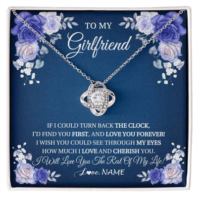 Love Knot Necklace 14K White Gold Finish | 1 | Personalized To My Girlfriend Necklace Love You Forever Girlfriend Birthday Anniversary Valentines Day Christmas Jewelry Customized Gift Box Message Card | siriusteestore