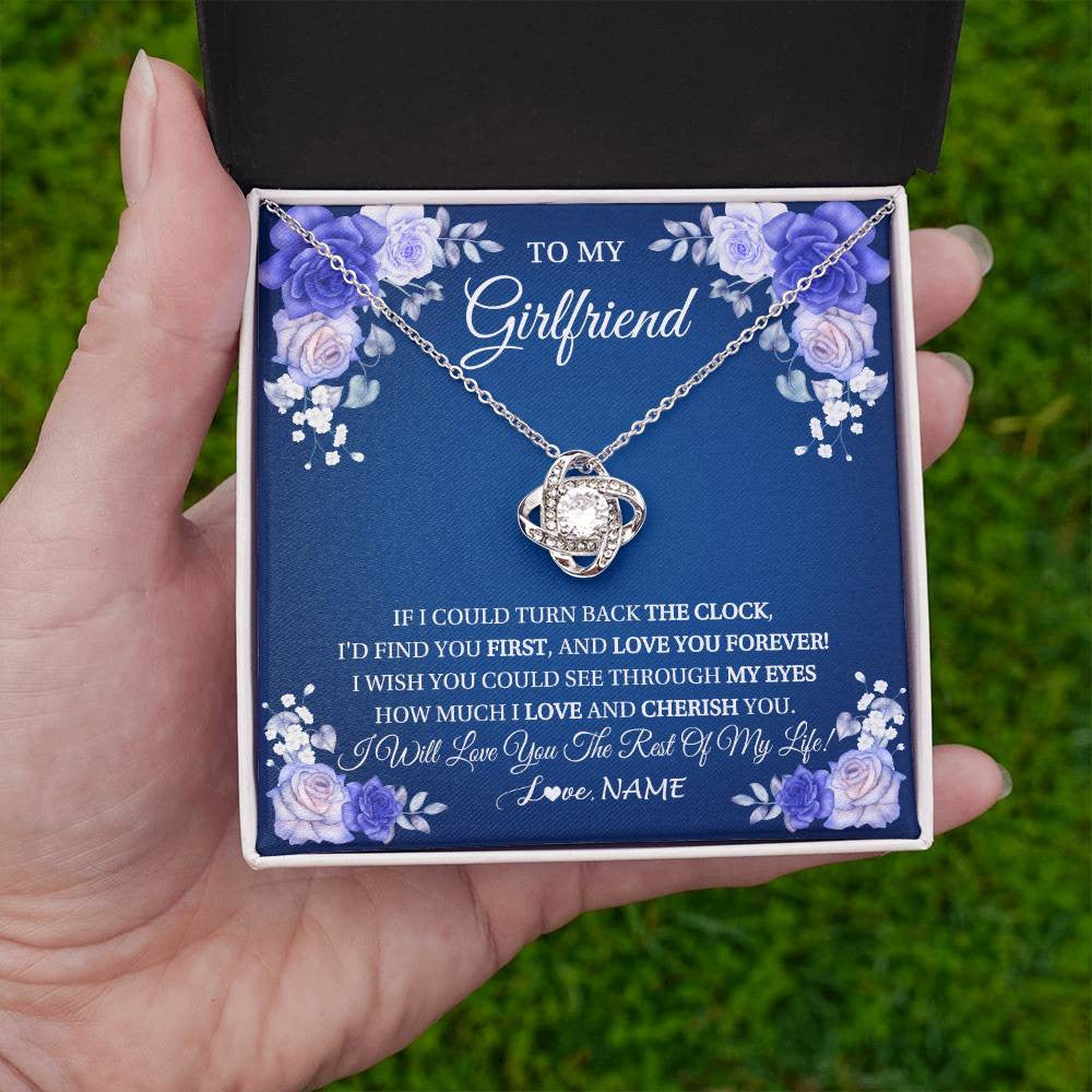 Love Knot Necklace 14K White Gold Finish | 2 | Personalized To My Girlfriend Necklace Love You Forever Girlfriend Birthday Anniversary Valentines Day Christmas Jewelry Customized Gift Box Message Card | siriusteestore