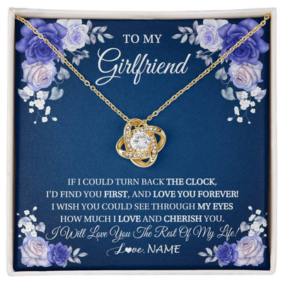 Love Knot Necklace 18K Yellow Gold Finish | 1 | Personalized To My Girlfriend Necklace Love You Forever Girlfriend Birthday Anniversary Valentines Day Christmas Jewelry Customized Gift Box Message Card | siriusteestore