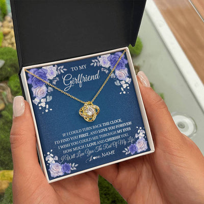 Love Knot Necklace 18K Yellow Gold Finish | 2 | Personalized To My Girlfriend Necklace Love You Forever Girlfriend Birthday Anniversary Valentines Day Christmas Jewelry Customized Gift Box Message Card | siriusteestore