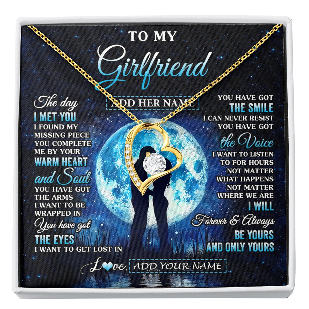 Forever Love Necklace 18K Yellow Gold Finish | 1 | Personalized To My Girlfriend Necklace The Day I Met You Girlfriend Birthday Gifts Romantic Valentines Day For Her Christmas Custom Gift Box Message Card | siriusteestore.myshopify