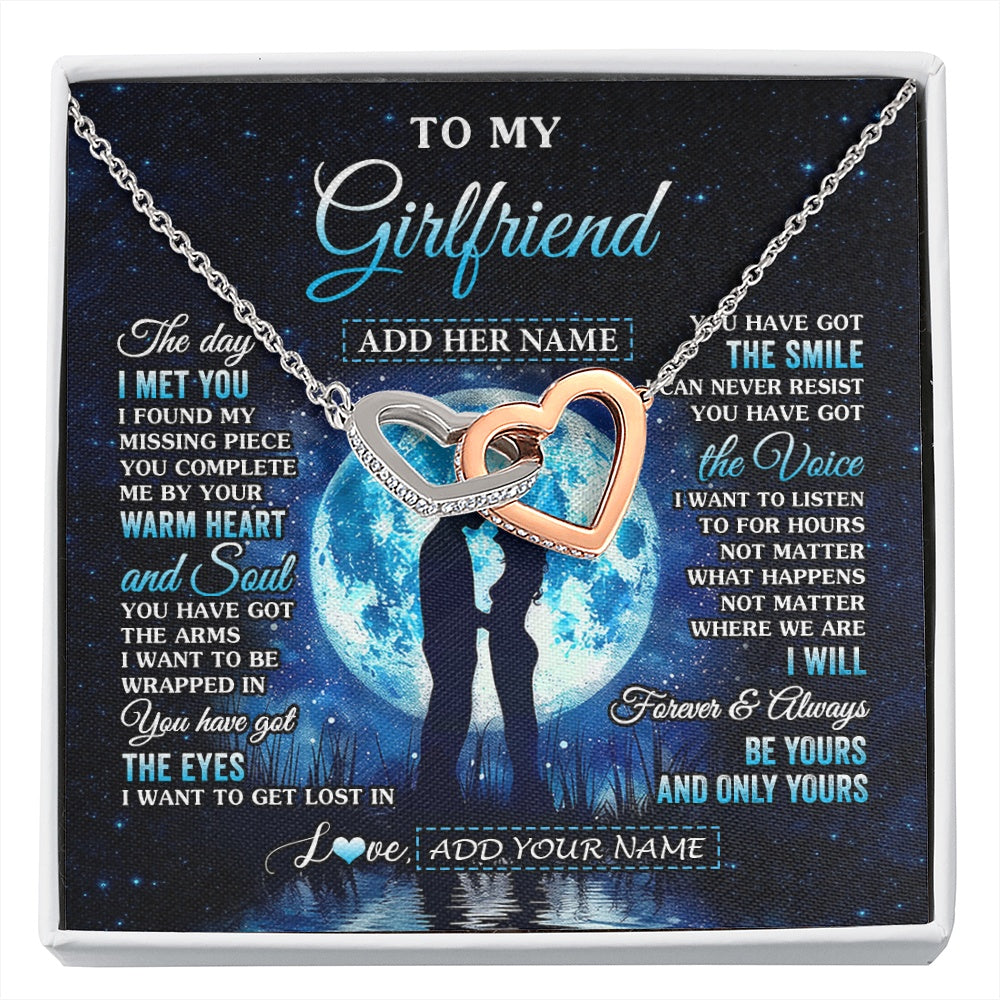 Interlocking Hearts Necklace Stainless Steel & Rose Gold Finish | 1 | Personalized To My Girlfriend Necklace The Day I Met You Girlfriend Birthday Gifts Romantic Valentines Day For Her Christmas Custom Gift Box Message Card | siriusteestore.myshopify