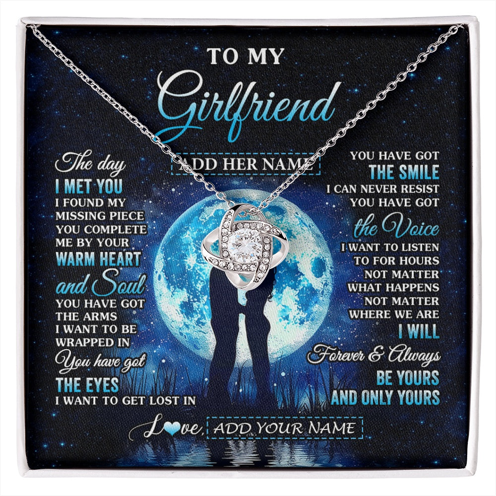 Love Knot Necklace 14K White Gold Finish | 1 | Personalized To My Girlfriend Necklace The Day I Met You Girlfriend Birthday Gifts Romantic Valentines Day For Her Christmas Custom Gift Box Message Card | siriusteestore.myshopify