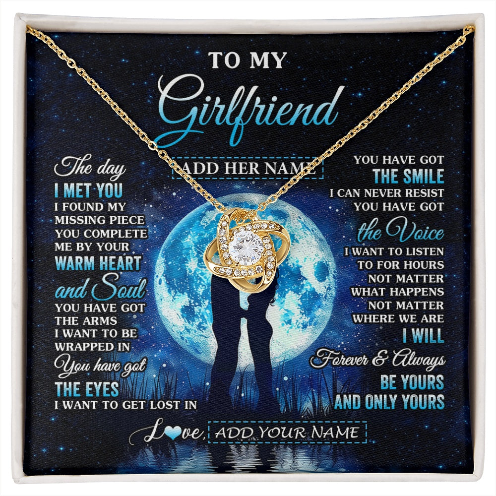 Love Knot Necklace 18K Yellow Gold Finish | 1 | Personalized To My Girlfriend Necklace The Day I Met You Girlfriend Birthday Gifts Romantic Valentines Day For Her Christmas Custom Gift Box Message Card | siriusteestore.myshopify