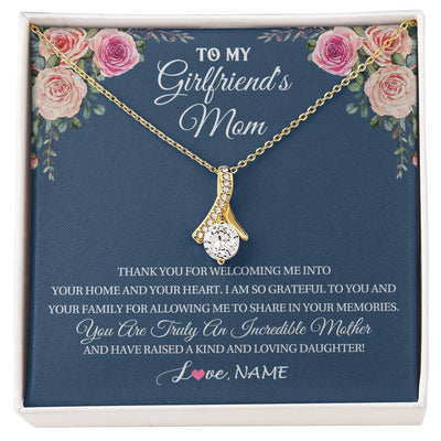 Alluring Beauty Necklace 18K Yellow Gold Finish | 1 | Personalized To My Girlfriend's Mom Necklace Thank You For Welcoming Me Stepmother Birthday Wedding Anniversary Christmas Customized Gift Box Message Card | siriusteestore