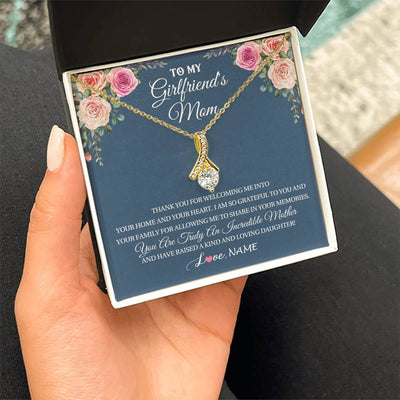 Alluring Beauty Necklace 18K Yellow Gold Finish | 2 | Personalized To My Girlfriend's Mom Necklace Thank You For Welcoming Me Stepmother Birthday Wedding Anniversary Christmas Customized Gift Box Message Card | siriusteestore