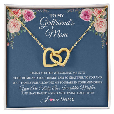 Interlocking Hearts Necklace 18K Yellow Gold Finish | 1 | Personalized To My Girlfriend's Mom Necklace Thank You For Welcoming Me Stepmother Birthday Wedding Anniversary Christmas Customized Gift Box Message Card | siriusteestore