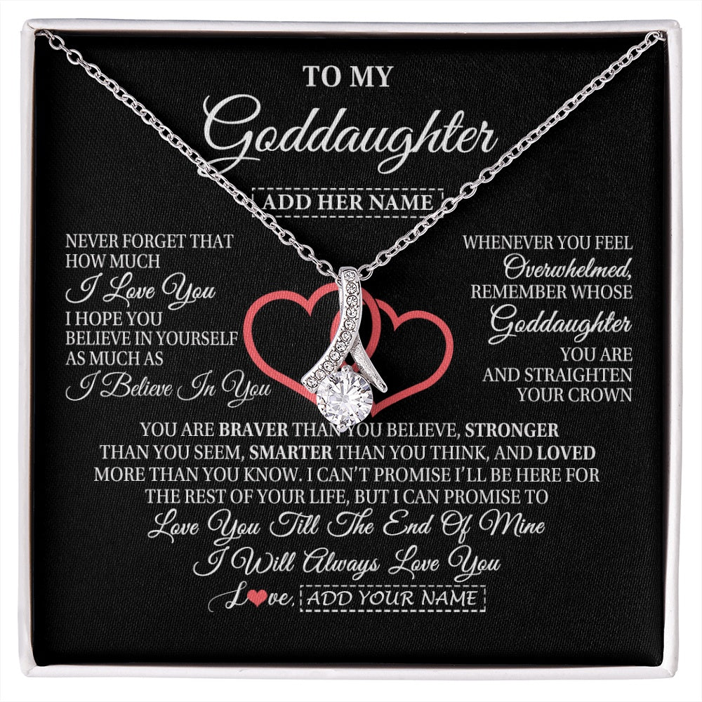 Alluring Beauty Necklace 14K White Gold Finish | 1 | Personalized To My Goddaughter Birthday Gifts From Godmother Uncle Always Love You Goddaughter Gifts Necklace Jewelry Christmas Custom Gift Box Message Card | siriusteestore.myshopify