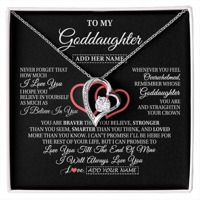 Forever Love Necklace 14K White Gold Finish | 1 | Personalized To My Goddaughter Birthday Gifts From Godmother Uncle Always Love You Goddaughter Gifts Necklace Jewelry Christmas Custom Gift Box Message Card | siriusteestore.myshopify