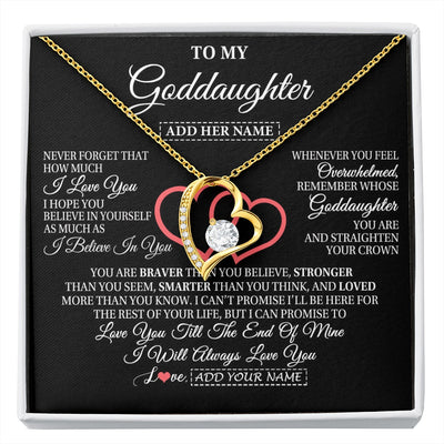 Forever Love Necklace 18K Yellow Gold Finish | 1 | Personalized To My Goddaughter Birthday Gifts From Godmother Uncle Always Love You Goddaughter Gifts Necklace Jewelry Christmas Custom Gift Box Message Card | siriusteestore.myshopify