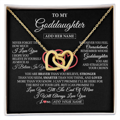 Interlocking Hearts Necklace 18K Yellow Gold Finish | 1 | Personalized To My Goddaughter Birthday Gifts From Godmother Uncle Always Love You Goddaughter Gifts Necklace Jewelry Christmas Custom Gift Box Message Card | siriusteestore.myshopify