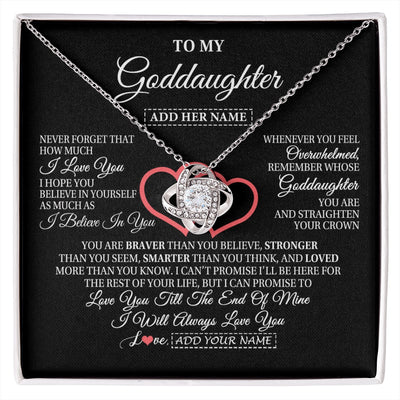 Love Knot Necklace 14K White Gold Finish | 1 | Personalized To My Goddaughter Birthday Gifts From Godmother Uncle Always Love You Goddaughter Gifts Necklace Jewelry Christmas Custom Gift Box Message Card | siriusteestore.myshopify