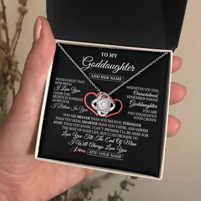 Love Knot Necklace 14K White Gold Finish | 2 | Personalized To My Goddaughter Birthday Gifts From Godmother Uncle Always Love You Goddaughter Gifts Necklace Jewelry Christmas Custom Gift Box Message Card | siriusteestore.myshopify