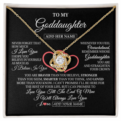 Love Knot Necklace 18K Yellow Gold Finish | 1 | Personalized To My Goddaughter Birthday Gifts From Godmother Uncle Always Love You Goddaughter Gifts Necklace Jewelry Christmas Custom Gift Box Message Card | siriusteestore.myshopify