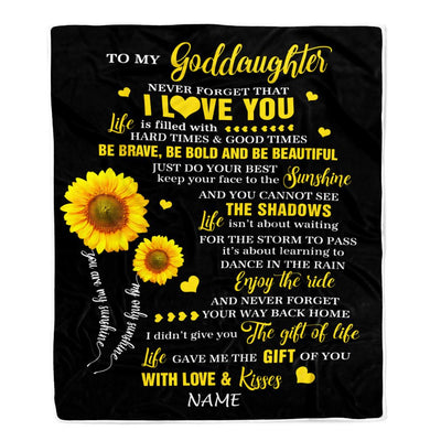 Personalized To My Goddaughter Blanket From Godmother Sunflower Never Forget I Love You Birthday Celebrating Graduation Gift Christmas Fleece Blanket | siriusteestore