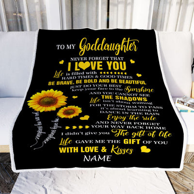 Personalized To My Goddaughter Blanket From Godmother Sunflower Never Forget I Love You Birthday Celebrating Graduation Gift Christmas Fleece Blanket | siriusteestore