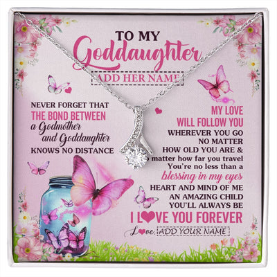 Alluring Beauty Necklace 14K White Gold Finish | 1 | Personalized To My Goddaughter Butterfly Necklace From Godmother The Bond Between Goddaughter Birthday Gifts Graduation Christmas Jewelry Gift Box Message Card | https://siriusteestore.