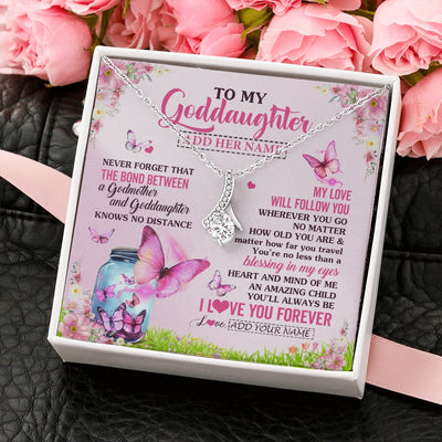 Alluring Beauty Necklace 14K White Gold Finish | 2 | Personalized To My Goddaughter Butterfly Necklace From Godmother The Bond Between Goddaughter Birthday Gifts Graduation Christmas Jewelry Gift Box Message Card | https://siriusteestore.