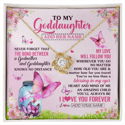 Love Knot Necklace 18K Yellow Gold Finish | 1 | Personalized To My Goddaughter Butterfly Necklace From Godmother The Bond Between Goddaughter Birthday Gifts Graduation Christmas Jewelry Gift Box Message Card | https://siriusteestore.