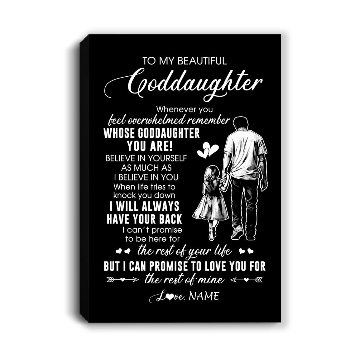 Personalized To My Goddaughter Canvas From Godfather Whenever You Feel Overwhelmed Goddaughter Birthday Gifts Christmas Custom Wall Art Print Framed Canvas | siriusteestore