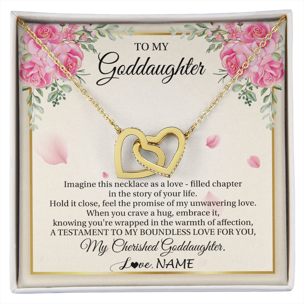 Interlocking Hearts Necklace 18K Yellow Gold Finish | 1 | Personalized To My Goddaughter From Aunt Imagine This Necklace As A Love Goddaughter Birthday Graduation Christmas Customized Gift Box Message Card | siriusteestore